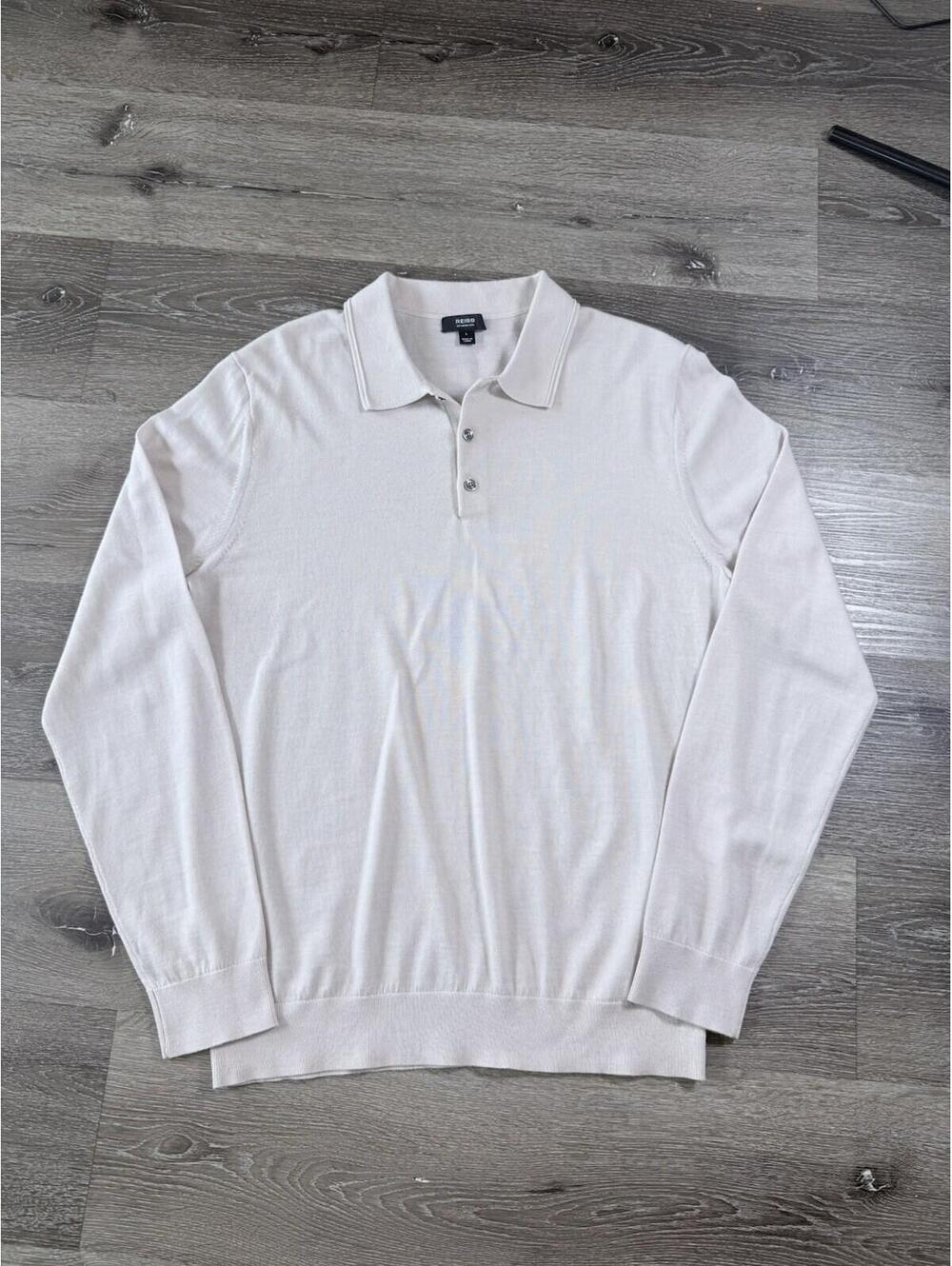Reiss Trafford Men’s 100% Merino Wool Green Long Sleeve Polo Size L